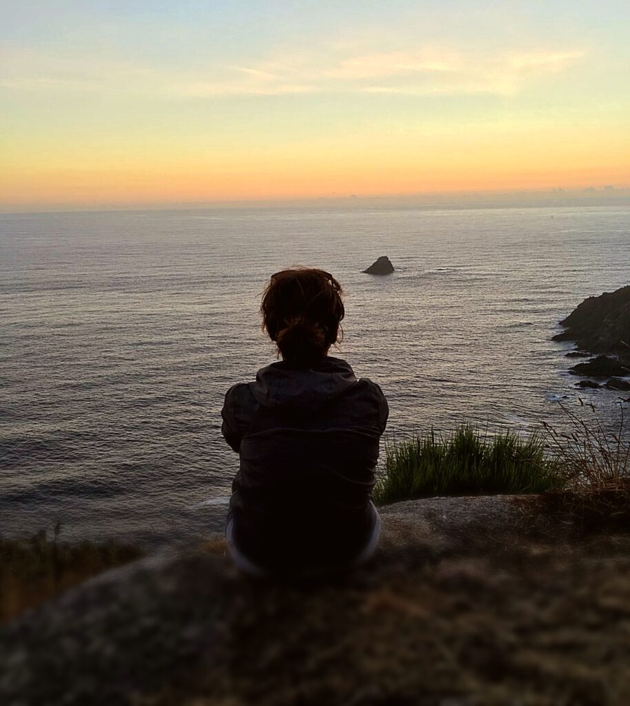 Rosa Lara contemplating the sunset in Ibiza