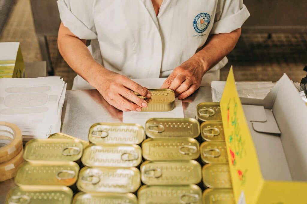 Watching canned goods being made at the Conservas Pinhais Factory