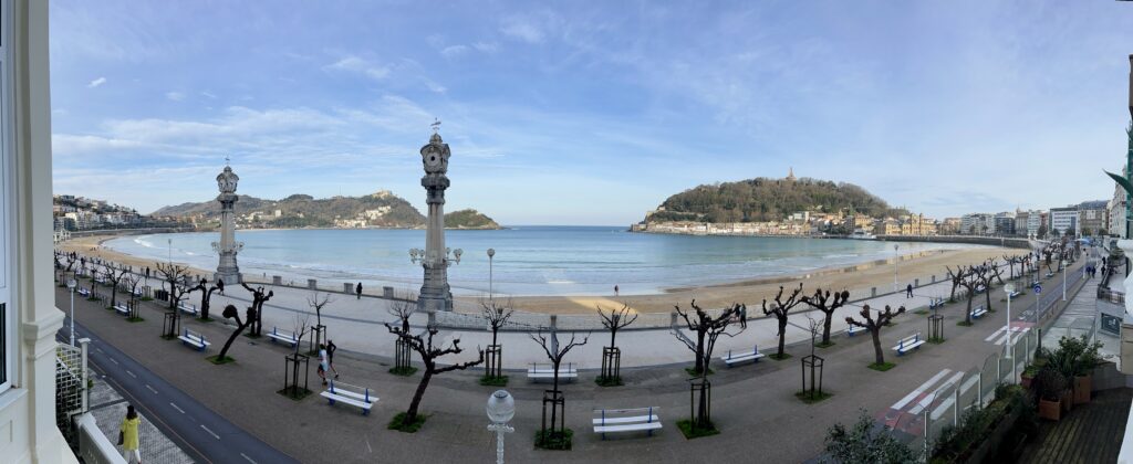 Panoramic view of La Concha Bay, San Sebastian