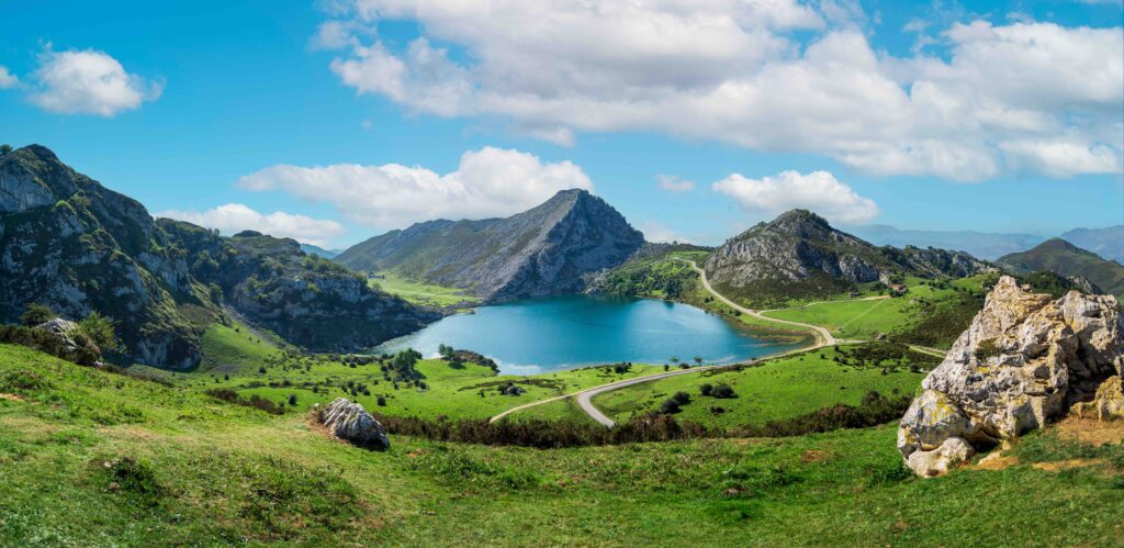 The Lakes of Covadonga, stunning glacial lakes in the Picos de Europa National Park in Asturias, northern Spain